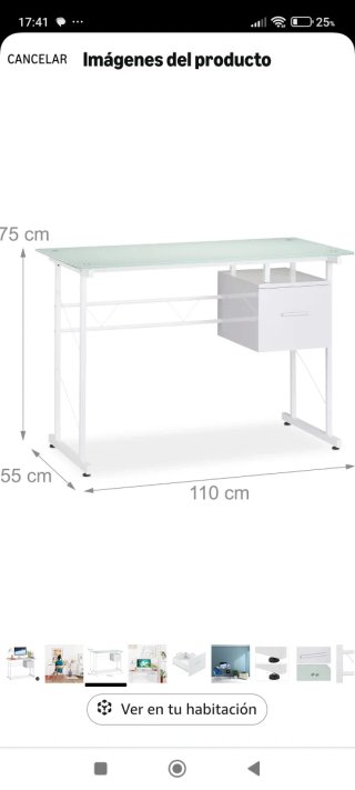 Escritorio mesa ordenador Relaxdays Cristal Metal