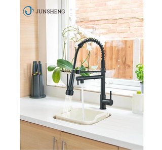 Rubinetto da cucina JUNSHENG nero estraibile a 2 getti
