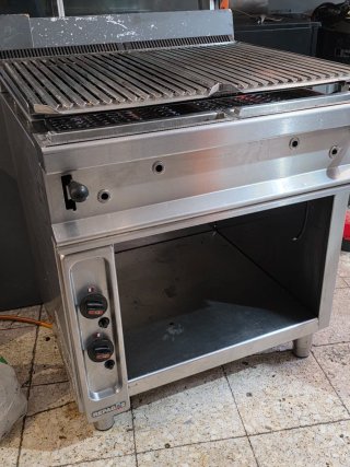 Barbacoa a gas con piedra volcánica