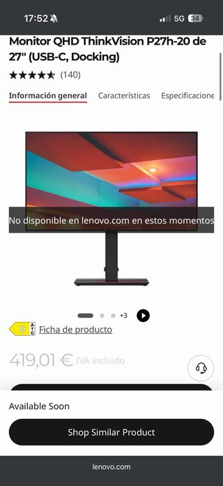Monitor Lenovo Thinkvision P27h-20 QHD 27
