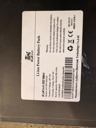Batería 48V 20Ah kukirin g2 max