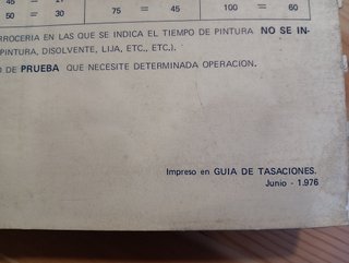 GUIA DE TASACIONES 1976 - CODIGO DE TIEMPOS Y CARA