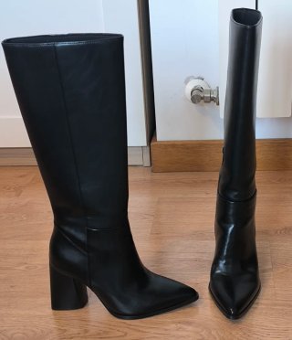 Botas altas de tacón negras mujer