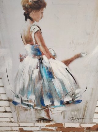 Cuadro lienzo pintura bailarina deballet vintage