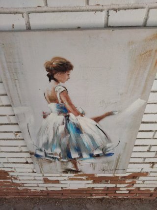 Cuadro lienzo pintura bailarina deballet vintage