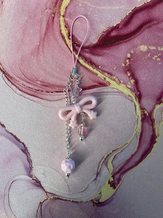Colgante Llavero Rosa Lazo Estrellas