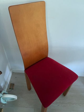 6 Sillas Comedor Madera Cerezo Tapizado Rojo