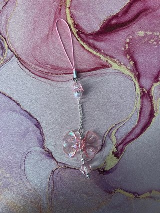 Colgante Llavero Lazo Rosa y Perla