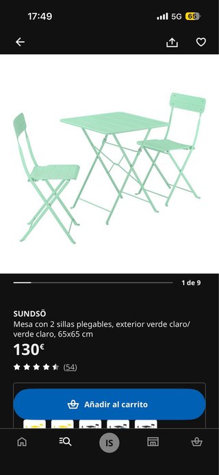 Sundsö Conjunto Mesa y Sillas Plegables Verde