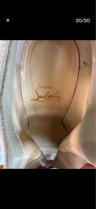Botines Peep Toe Ante Christian Louboutin Beige/Ne