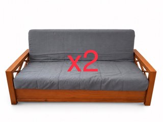 Sofá Cama Futón Azul y Maderaz
