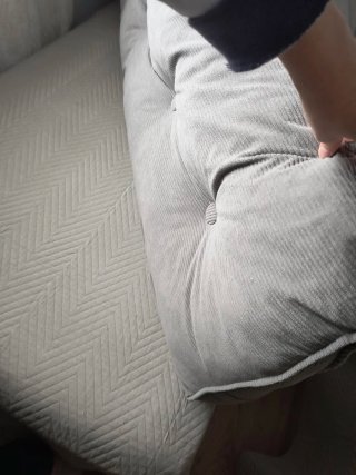 Cabecero de cama gris de pana
