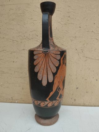 Vaso etrusco in terracotta stile greco con figure