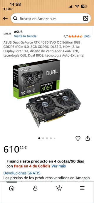 Tarjeta Gráfica ASUS RTX 4060 OC 8GB GDDR6