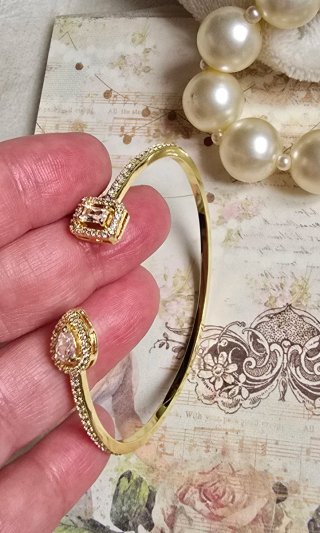Pulsera Cristales Estilo Swarovski chapada en oro