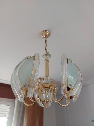 Lámpara de techo dorada cristal y dorada