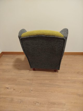 Pareja de sillones de tela gris y verde