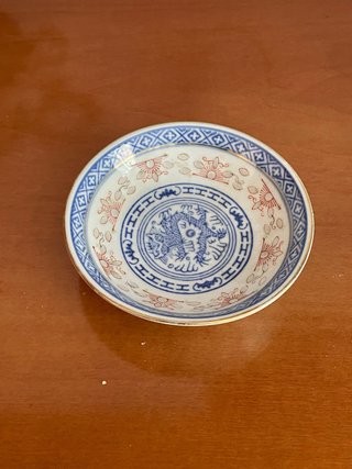 Plato porcelana china dragón azul