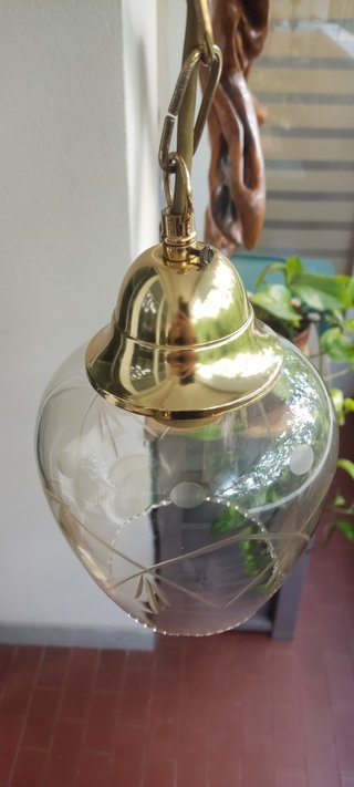 Lampada Sospensione Vintage Vetro e Metallo