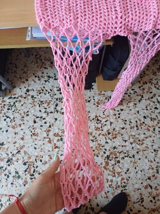 Conjunto de playa crochet rosa.