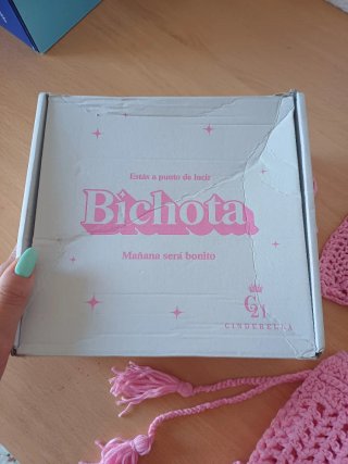 Conjunto de playa crochet rosa.