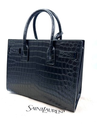Saint Laurent Sac de Jour Negro Cocodrilo