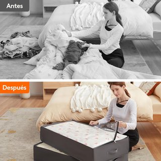 Organizadores de bajo cama grises