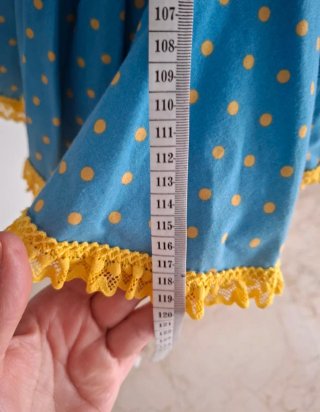 Traje Flamenca Azul Lunares Amarillos niña 10 años