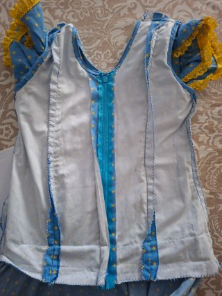 Traje Flamenca Azul Lunares Amarillos niña 10 años