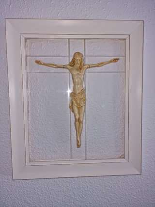 Cuadro Cristo en Relieve Blanco