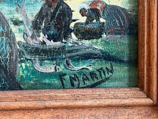 Cuadro antiguo paisaje marino francés