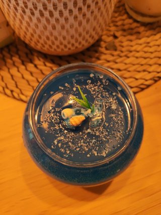 Vela artesanal pecera azul