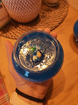 Vela artesanal pecera azul