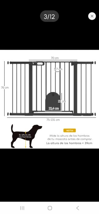 Barrera seguridad perros metal negra