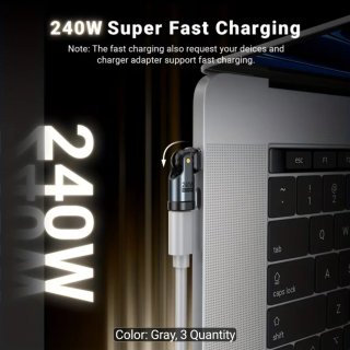 Adaptador USB C 240W Giratorio 180°