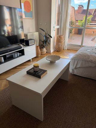Mesa de centro elevable blanca 100x50x44 cm