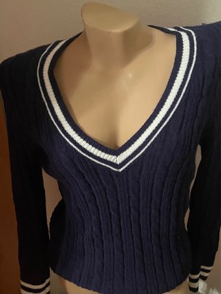 Jersey azul con rayas blancas