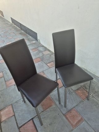 Juego de 2 Sillas Comedor Piel y Metal