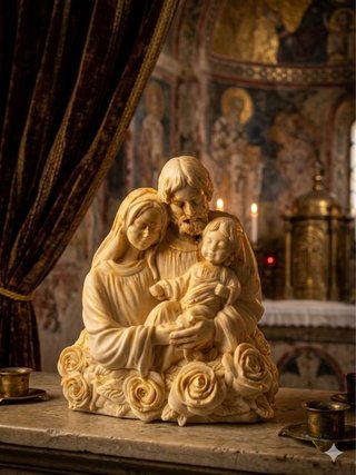 Sacra Famiglia decorazione in gesso ceramica