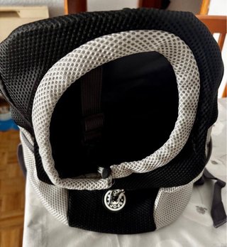 Mochila Transportín Perro Pequeño Negro/Gris