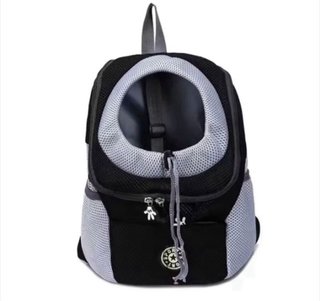 Mochila Transportín Perro Pequeño Negro/Gris