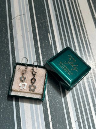 Pendientes colgantes con flores plata 925
