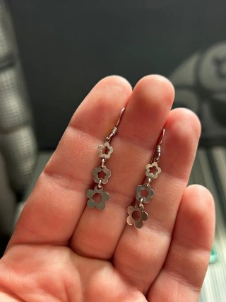 Pendientes colgantes con flores plata 925