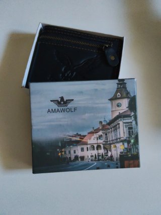 Cartera Billetera Monedero Negra con Diseño de Águ