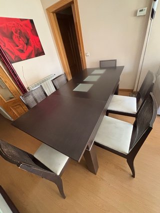 Mesa comedor extensible y 6 sillas 130x80x75,