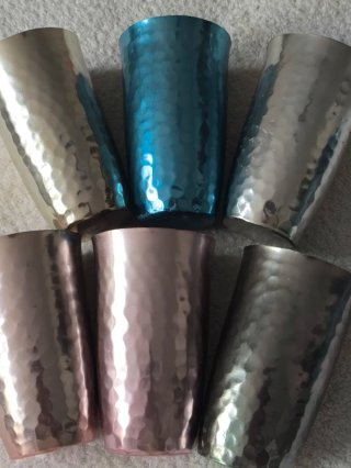 JARRA Y 6 VASOS METAL ALUMINIO ANODIZADO AÑOS 60