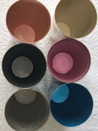 JARRA Y 6 VASOS METAL ALUMINIO ANODIZADO AÑOS 60