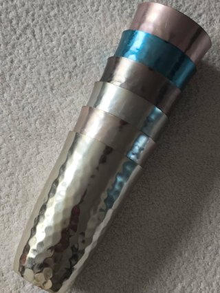 JARRA Y 6 VASOS METAL ALUMINIO ANODIZADO AÑOS 60