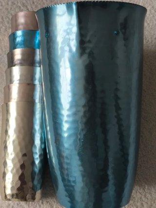JARRA Y 6 VASOS METAL ALUMINIO ANODIZADO AÑOS 60
