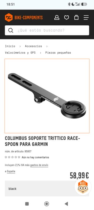 Soporte Garmin Columbus Negro